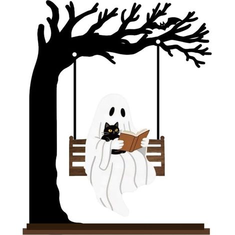 Décorations d'Halloween - Décoration de bureau - Balançoire fantôme dans un arbre - Crée une ambiance effrayante - Cadeau pour adultes et enfants - Convient aux chambres, bureaux et salles d'étude - M (1/5)