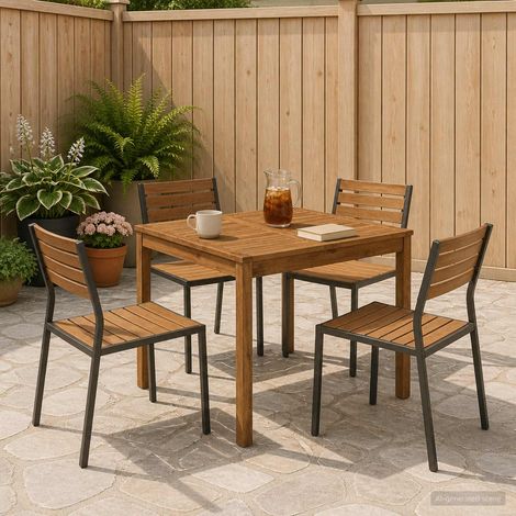 vidaXL Mesa de cena de jardín Natural 80 x 80,5 x 75 cm (1/5)