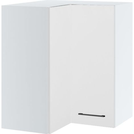 Meuble d'angle haut de cuisine Lovia Blanc Mat 2 portes L 60 cm - Porte avec poignée apparente White (1/2)