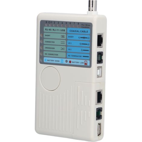 Testeur de câbles réseau multifonctionnel 4 en 1 pour câbles coaxiaux RJ45, BNC et RJ11, USB (1/5)