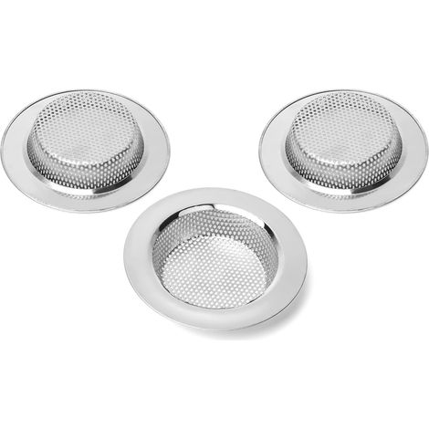 Lot de 3 Crépines d'Évier Tamis en Acier Inoxydable pour Évier, Éviter Le Colmatage, Diamètre Extérieur 112 mm (Grand) (1/4)