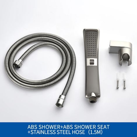 Ensemble complet de douchette à main en nickel brossé pour salle de bain, 2 fonctions, douche pluie haute pression, économie d'eau. (1/5)