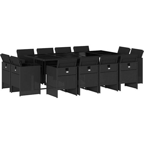 Maison Exclusive - Set da Pranzo da Giardino 13pz con Cuscini Nero in Polyrattan (1/5)