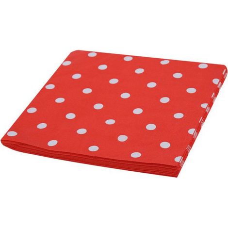 Serviettes En Papier - Pois Rouges - Pour Mariage Et Anniversaire - Lot De 20 (1/5)