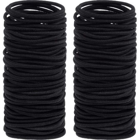 Gomas elásticas negras de 4 mm para el cabello, de alta elasticidad, paquete de 200 unidades. (1/5)