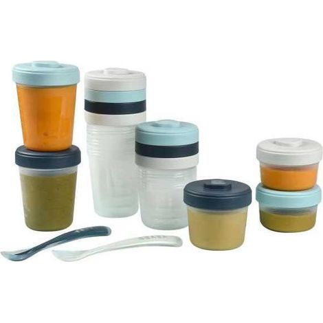 BEABA Pack 1er repas, Portion Clip de conservation 2x90ml + 4x150ml + 6x250ml + 2 cuill 1ere age, Storm