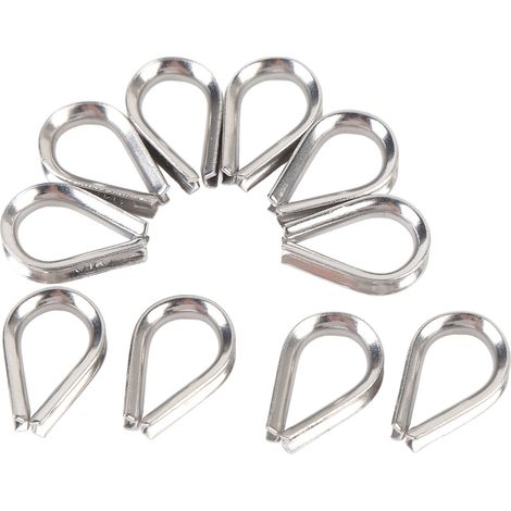Lot de 10 cosses en acier inoxydable 316 pour câbles épais, anneaux triangulaires M3 haute résistance pour le gréement de structures d'ombrage. (1/5)