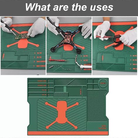 Tapis de réparation magnétique en silicone isolant thermique avec règle graduée en millimètres. (1/4)