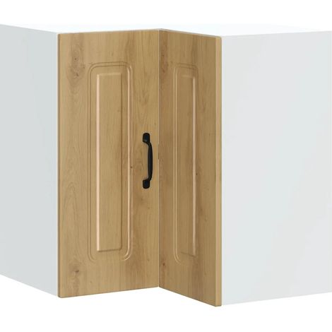 Mobile angolare da cucina a parete 57 x 57 x 60 cm ampio spazio contenitivo design moderno finitura in rovere ingegnerizzato realizzato artigianalmente 020050031