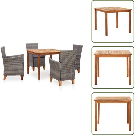 Rattan - vidaXL Set Pranzo da Giardino 5 pz Polyrattan e Legno d'Acacia Grigio - Legno d'acacia