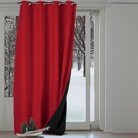 Rideau thermique aspect velours "Galena" - 140x260cm - Rouge (1/3)