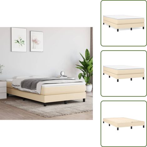 Boxspringbett mit Matratze Creme 120x200 cm Stoff - Boxspringbett - Doppelbett - Bettauflage - Matratze - Cremefarbenes Bett
