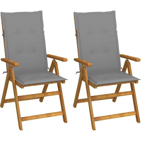 vidaXL Sillas plegables reclinables (2 unidades) con cojines, de madera maciza de acacia. (1/5)