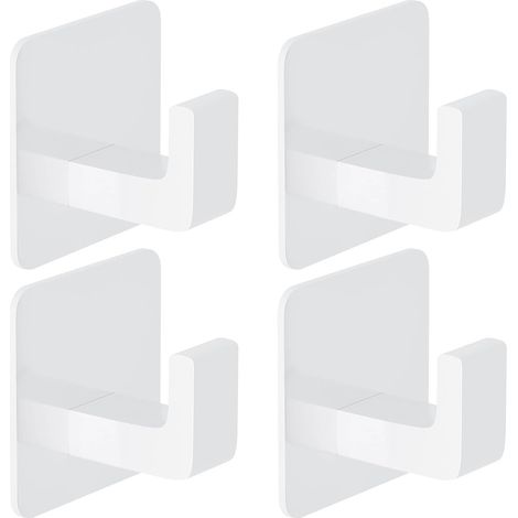 4 Pièces Crochet Adhésif,Porte Serviette Auto Adhesif 5 kg (Max),Accroche Torchon Cuisine Imperméable en Alliage d'aluminium,Crochet Mural pour Salle de Bains,Cuisine,Bureau (Blanc Mat) Blanc -'Blanc (1/5)