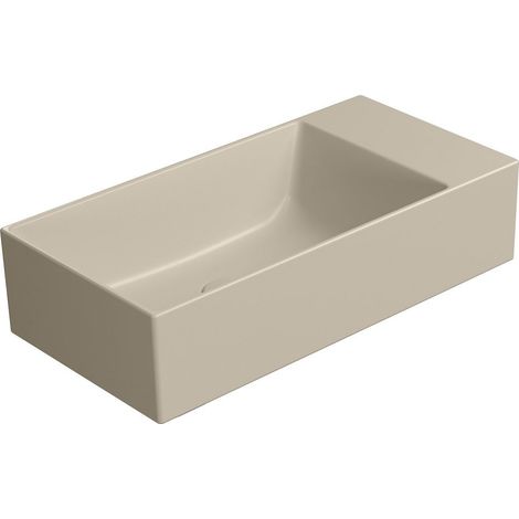 Lavabo en céramique KUBE X 50x25cm, sans trou pour robinetterie, droite/gauche, creta mat (1/4)