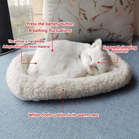 Realistisches Schlafkatzen-Spielzeug, atmende Katze, Stofftierpuppe mit Matte, Plüschtier für Kinder, Heimdekoration (1/5)