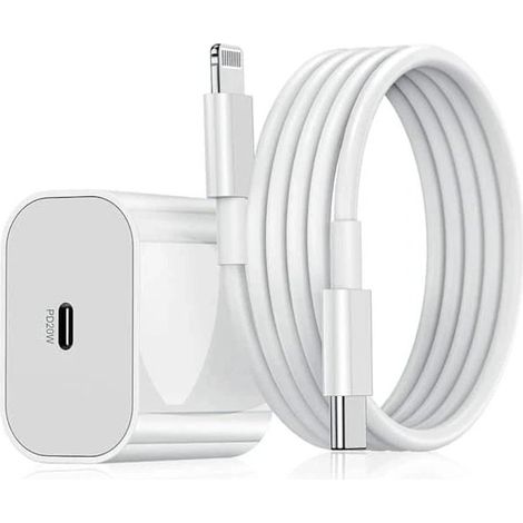 20-W-iPhone-Schnellladegerät, USB-C-Netzteil mit 2 m Ladekabel – Weiß (1 Netzteil + 1 Kabel) (1 Ladegerät und 1 2 m Ladekabel) (1/5)