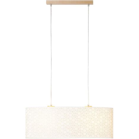 Suspension lumineuse Galance 2 flammes bois / luminaires intérieurs blancs, suspensions, barres 2x A60, E27, 40W, convient aux lampes normales (non incluses) Écran de structure noble en véritable pa (1/5)