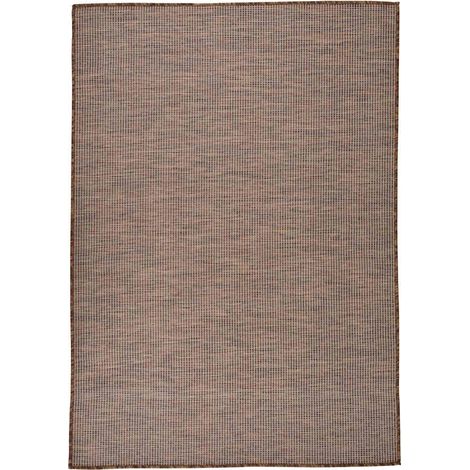 Tapis extérieur à tissage plat Terrasse Salon Cuisine - Tapis de jardin 160x230 cm Marron BV653187 - BonneVie (1/5)