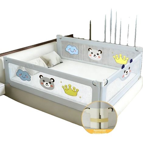 Barrière de lit, hauteur réglable, design cartoon, 1pcs gris 1.5m (1/2)
