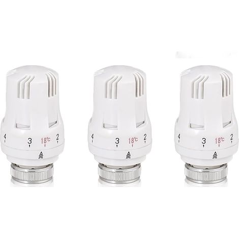 Tete Thermostatique Radiateur, 3 Pièces Tête de Vanne de Radiateur, Robinet Thermostatique Radiateur, M30 X 1,5 Tête de Thermostat, Tête de Radiateur pour Le Bureau et La Maison (1/5)