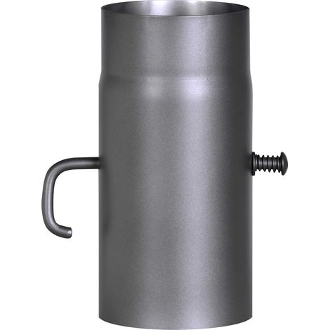 FIREFIX RD130/2D - Tubo per stufa, in acciaio spesso 2 mm, diametro 130 mm, per camini e focolari, Senotherm, grigio scuro, lunghezza 250 mm, con lembo di regolazione