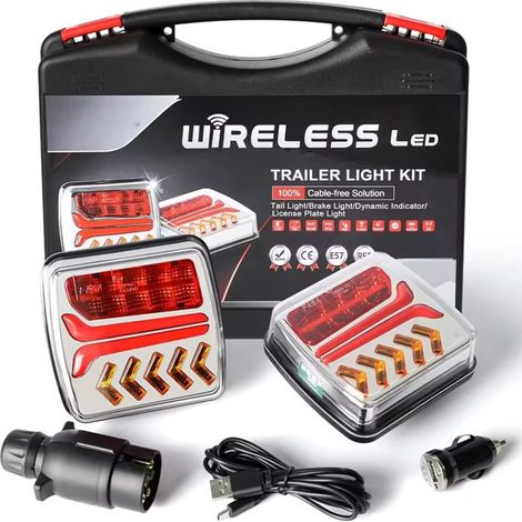 Feux Arrière Magnétiques Sans Fil - IP65 - Pour Remorque Caravane Camping Car Camion - Feu Stop, Clignotant, Feu de Position - 38LED