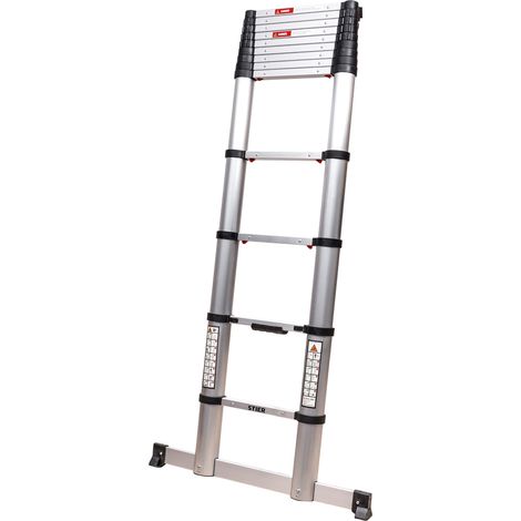 STIER Teleskopleiter Premium 3,8m 13 Sprossen, Stehleiter, Klappleiter, Ausziehleiter, hochwertiges Aluminium, 150kg Belastbarkeit, Mehrzweckleiter, Rutschfest Robust (1/5)