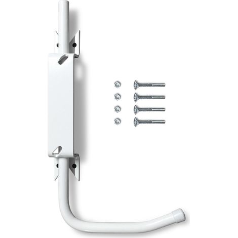 Bloque volet blanc droit standard pour volet bois – Acier massif ∅ 14 mm – Installation facile sans scellement – Manœuvre intérieure sécurisée (1/4)