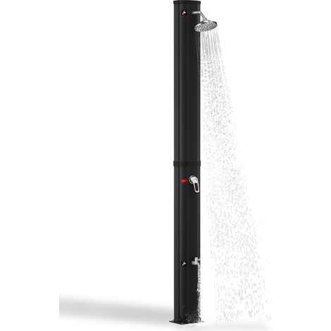 Douche solaire 40L pour extérieur – Chauffée par l’énergie solaire, autoportante – Avec douche pieds, pommeau pluie 360° – Sans électricité, hauteur 216 cm –Noir (1/4)