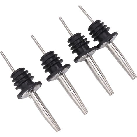 Lot de 24 pichets verseurs en acier inoxydable avec couvercle en plastique noir, forme conique, bec verseur antirouille pour spiritueux, idéal pour les bars. (1/5)