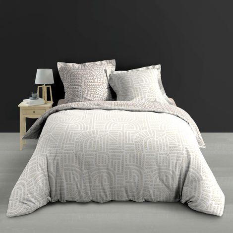 Housse de couette réversible 260 x 240 cm + 2 taies – percale 78 fils – eliot (1/4)