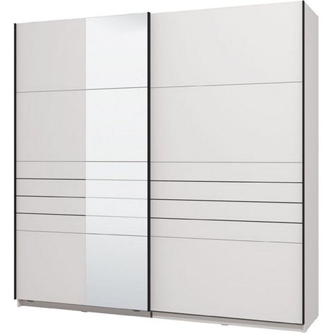 Guardaroba Grande Spartano, Armadio Camera da Letto Appendiabiti, 2 Ripiani, Apertura Scorrevole, 220x217.5h cm Bianco Opaco