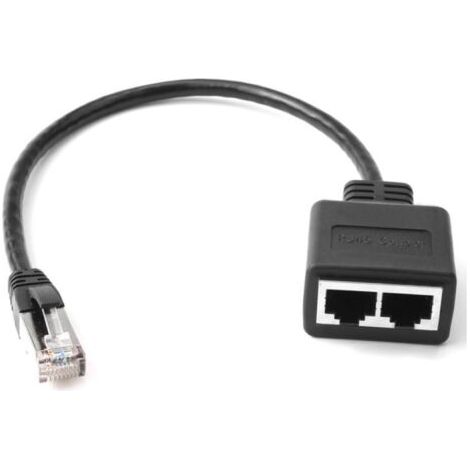 QORVA-Noir，Répartiteur RJ45, Repartiteur Cable Ethernet, 1 Mâle vers 2 Femelles Adaptateur Multiprise Ethernet, Doubleur Splitter RJ45 pour Cat5 Cat5e Cat6 Cat7