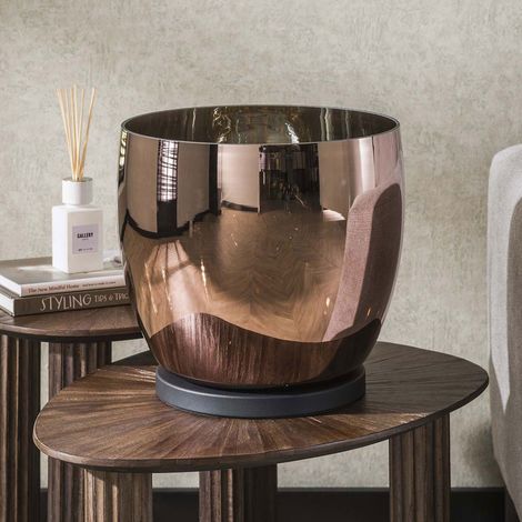 Lampe à poser ronde 33x32 cm en verre cuivré et noir - KOTZY