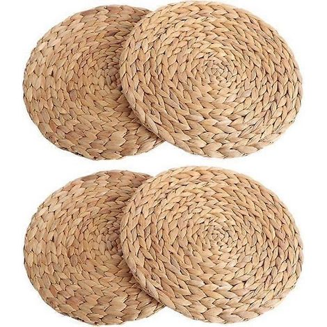 Sets de table ronds en rotin tressé naturel (jacinthe d'eau), 30 cm x 2 pièces (1/5)
