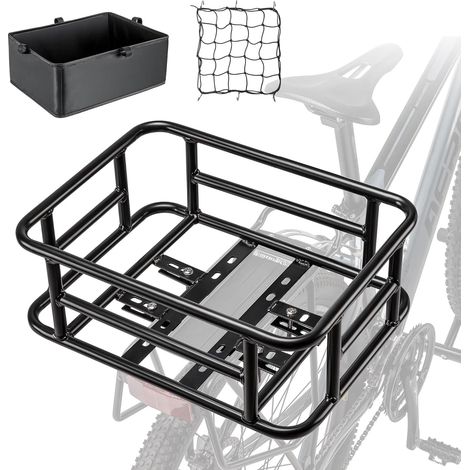 Panier de vélo arrière avec filet cargo et doublure - Charge maximale : 30 kg - Volume : 10 l - Panier de vélo pour vélo, vélo électrique (1/5)