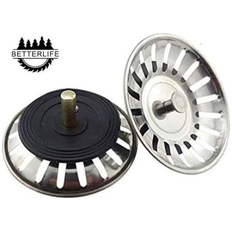 2 pièces Bonde de lavabo universelle à panier 8 cm en acier inoxydable Filtre à double couche Bouchon de lavabo [RM] (1/5)