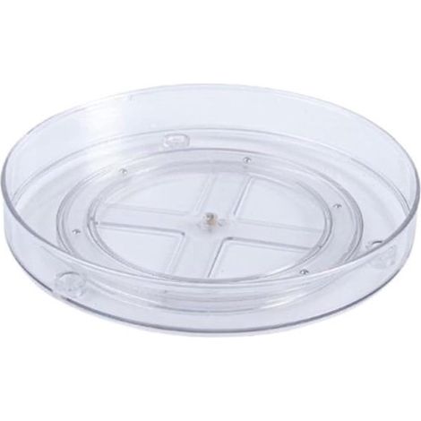 Bandeja giratoria transparente de doble capa de 23,5 cm con rotación de 360 grados para especias y cosméticos. (1/5)