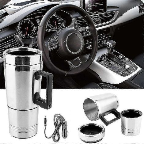 Bouilloire électrique 12 V pour voiture, en acier inoxydable, avec tasse chauffante compatible avec le café et le thé. (1/5)