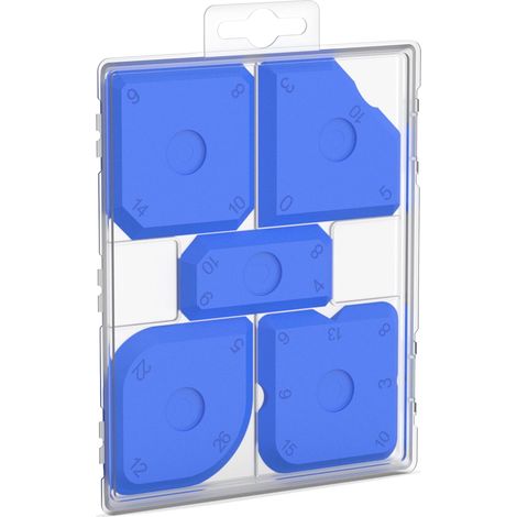 APEX Set de 5 Lissoirs à joints Bleu - Lisseur de joints en silicone et en acrylique par exemple - Avec boîte de rangement (1/5)