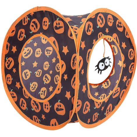 Tunnel pour chat, tente cube, maisonnette pour gerbille ou souris, tube en polyester pliable et caché pour animaux de compagnie, jouet d'entraînement sportif, citrouille, idéal (1/5)