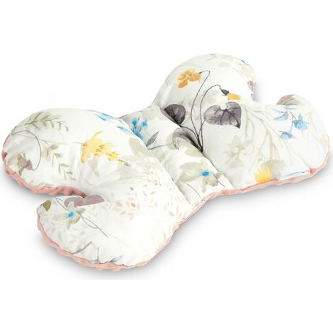 Coussin papillon 26 x 35 cm, motif feuilles roses rétro (1/3)