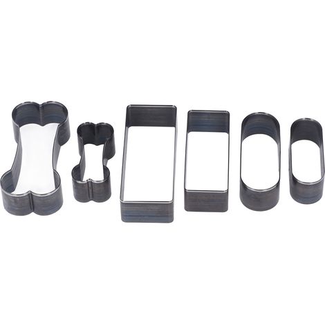 Ensemble de 6 pièces comprenant des couteaux et des moules de découpe en forme d'os, rectangulaires et ovales (1/5)
