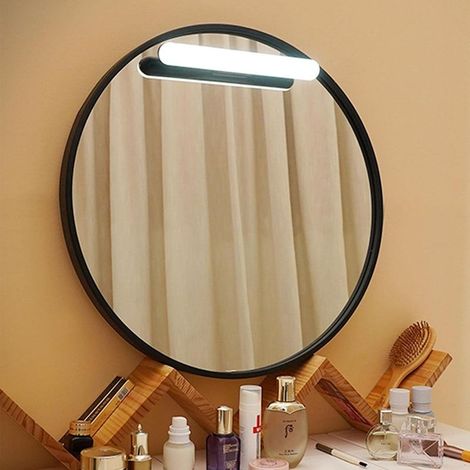 Noir,(sans miroir)Lampe de maquillage portable sans fil à LED pour miroir de salle de bain Éclairage avant LED Abat jour en acrylique rechargeable par USB Pour coiffeuse de salle de bain (1/5)