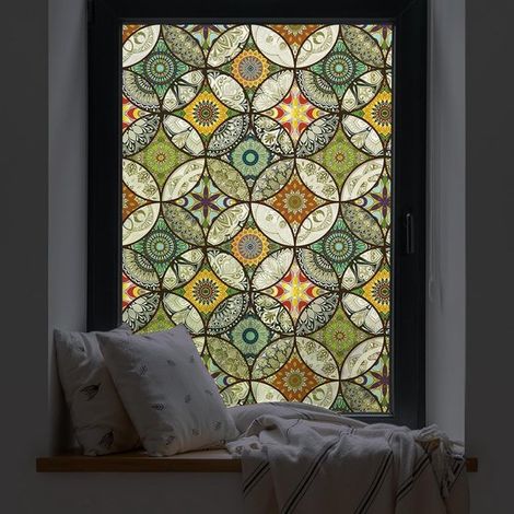 Película decorativa,pintura sobre vidrio,película para ventanas,película de privacidad,adhesivo para ventanas (amarillo,44,5 x 200 cm)