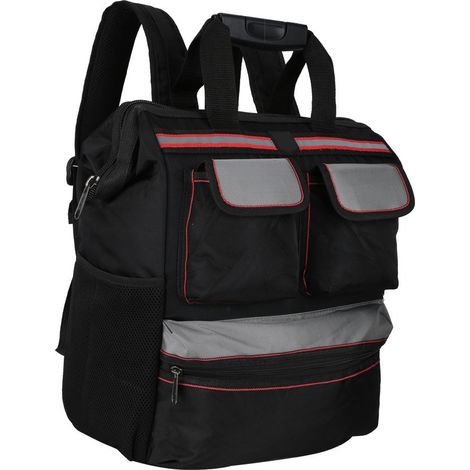 YILEQI Werkzeugtasche aus Oxford-Gewebe, multifunktionaler Rucksack zur Aufbewahrung von Reparaturwerkzeugen (Schwarz) (1/5)