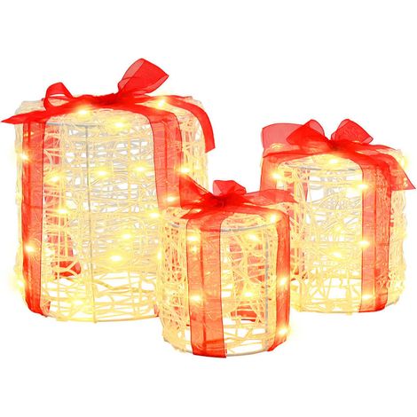 Decoración de Caja de Regalo 3 pcs cálido 20 x 20 x 21 cm vidaXL