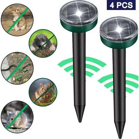 Solar Ultrasonic Snake Mouse Repellers Pest Rodent Repeller Reject Outdoor Solar Repellers 4PCS (1/5)