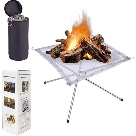 Brasero d'extérieur - KZQ - 56 cm - Acier inoxydable - Portable - Pliable (1/5)